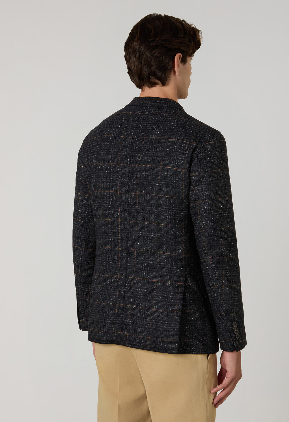 Dark Grey Prince of Wales blended Wool K-Jacket