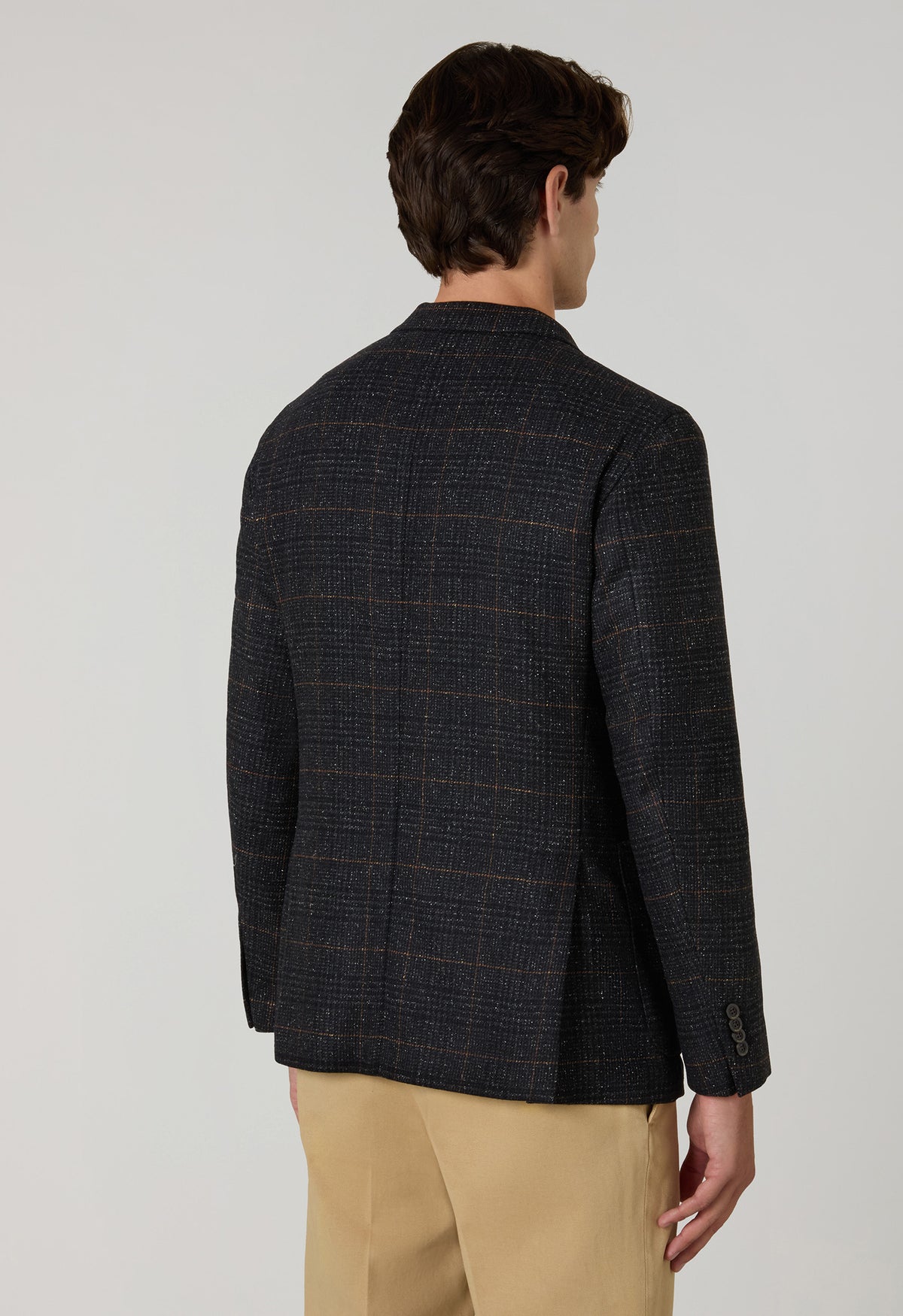 Dark Grey Prince of Wales blended Wool K-Jacket