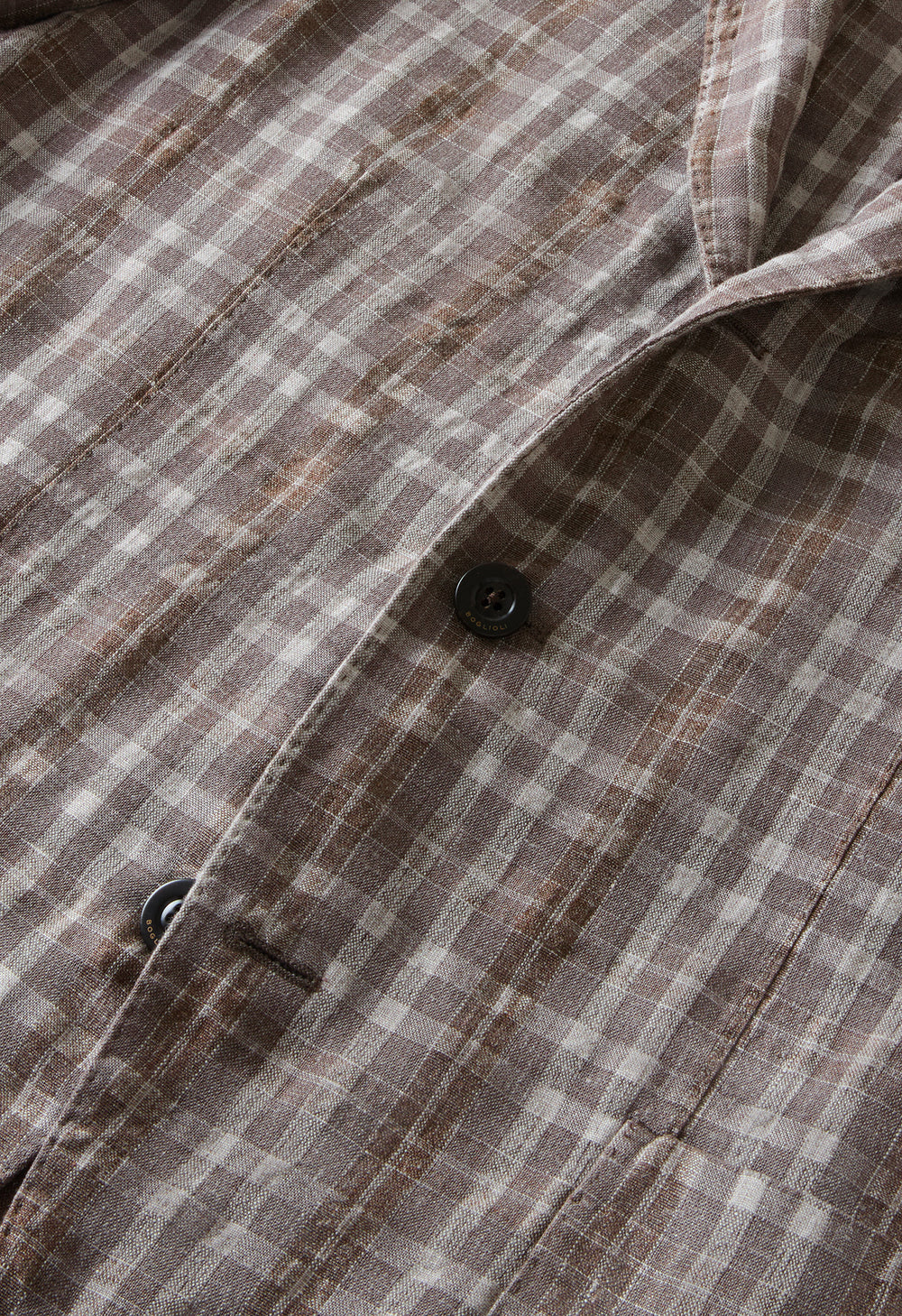 Brown Pattern Tartan Wool Linen Silk K-Jacket