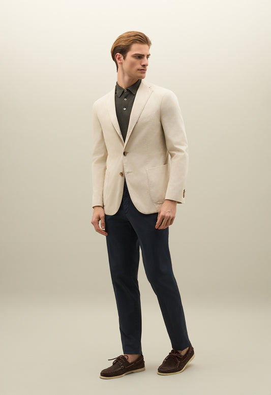 K-Jacket in cotone piqué stretch bianco caldo