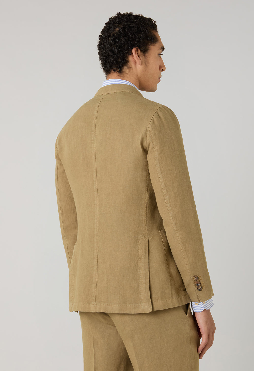 Camel Garment Dyed Linen K-Jacket