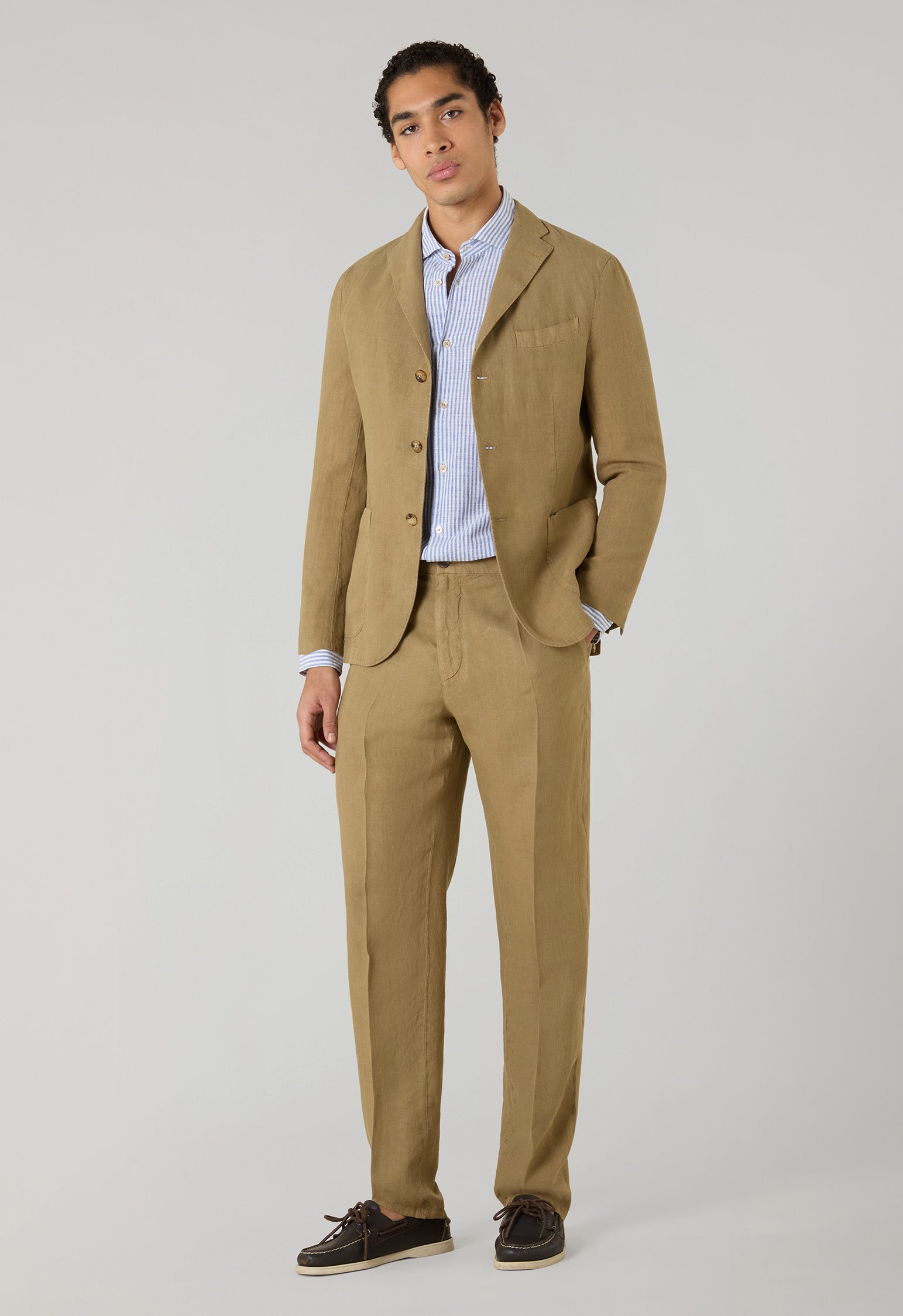 Camel Garment Dyed Linen K-Jacket