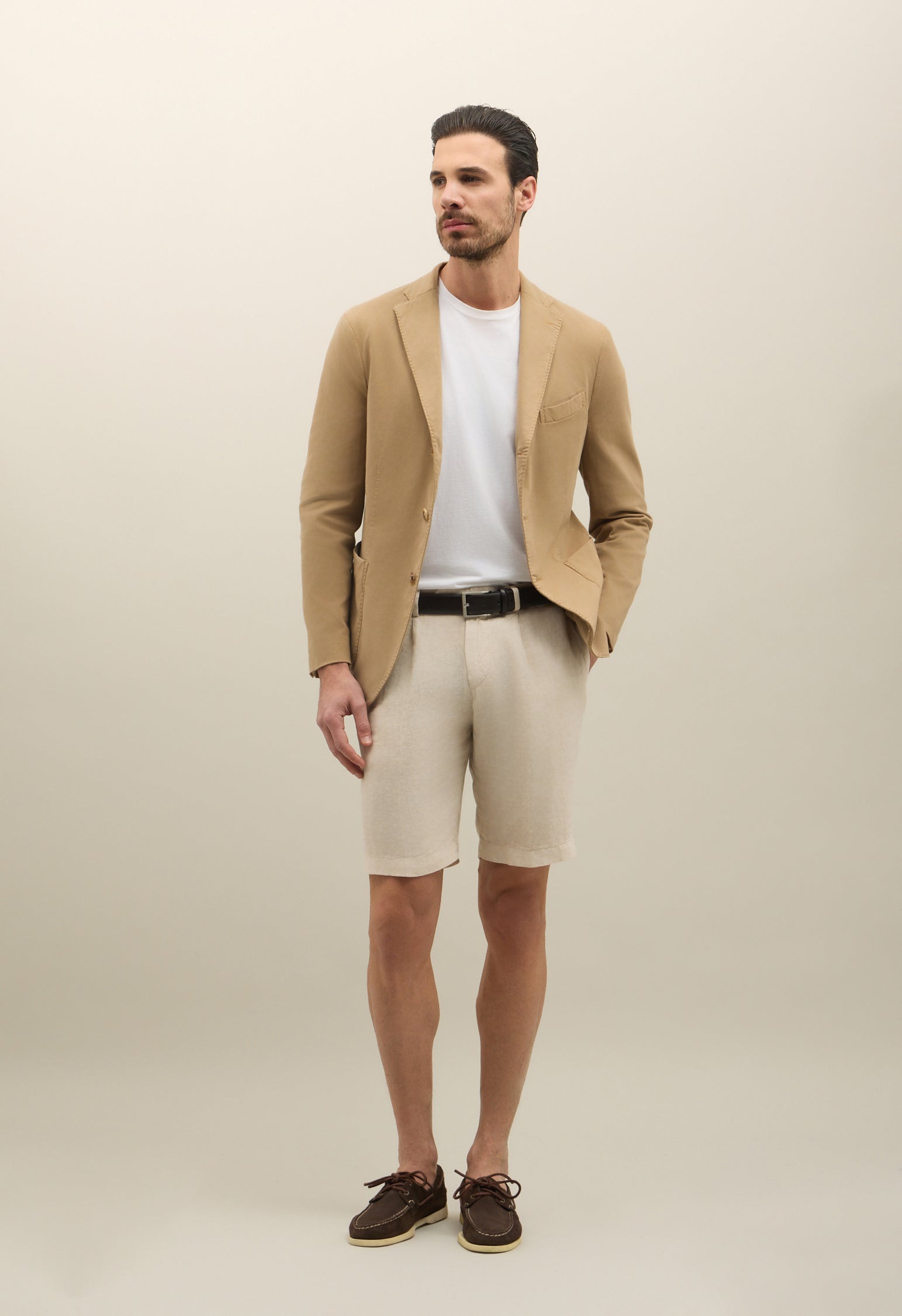Light Brown Garment Dyed Cotton Tencel K-Jacket

