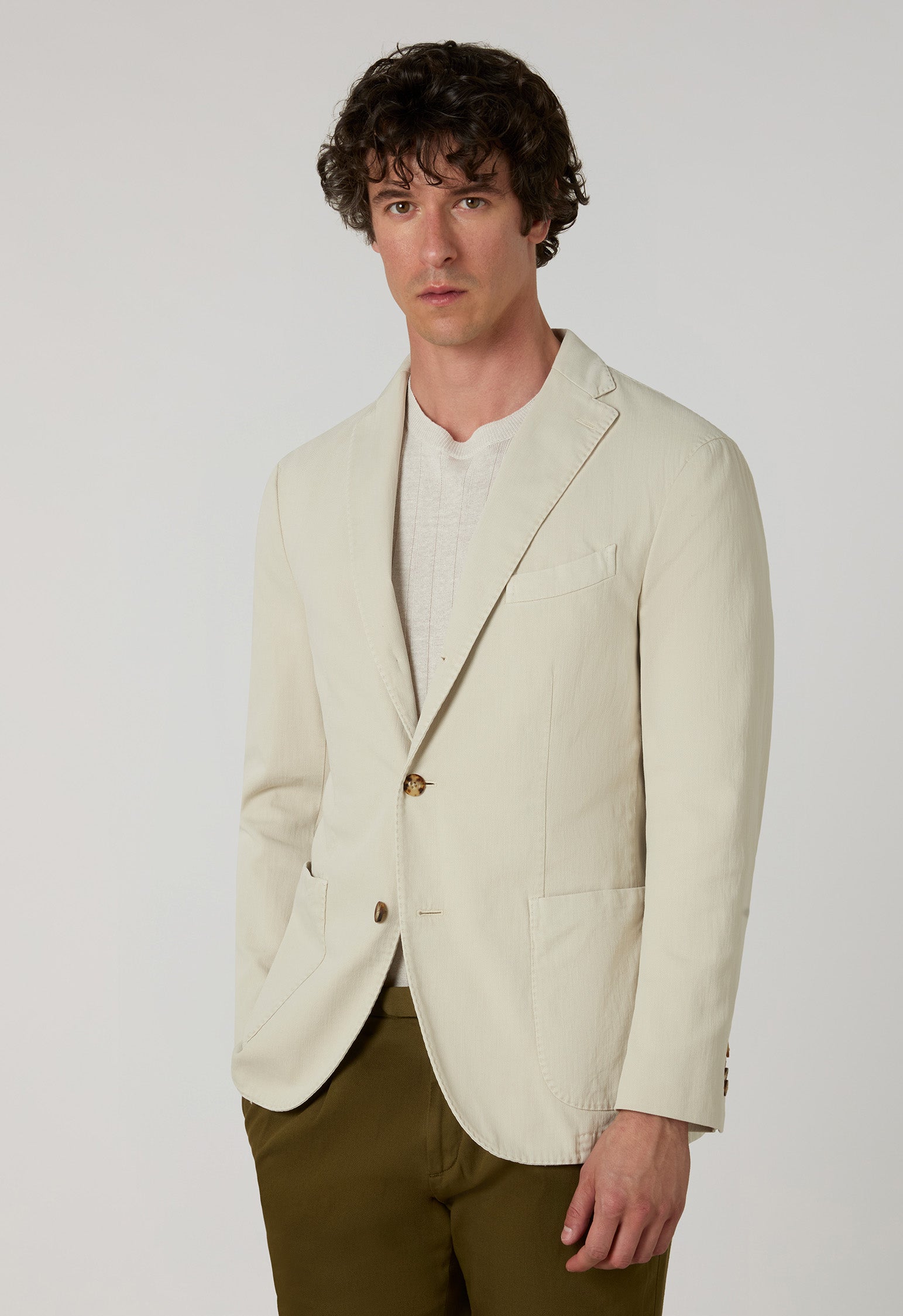 Beige Garment Dyed Stretch Cotton K-Jacket