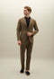 Brown Garment Dyed Cotton K-Suit with Three-Button Closure