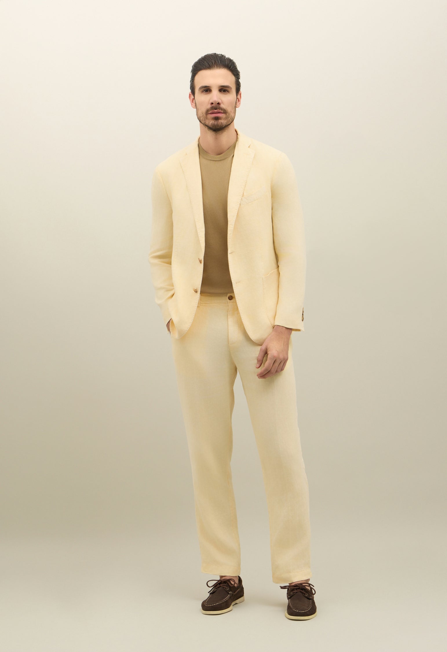 Abito K-Jacket in lino Tinto Terra giallo pastello