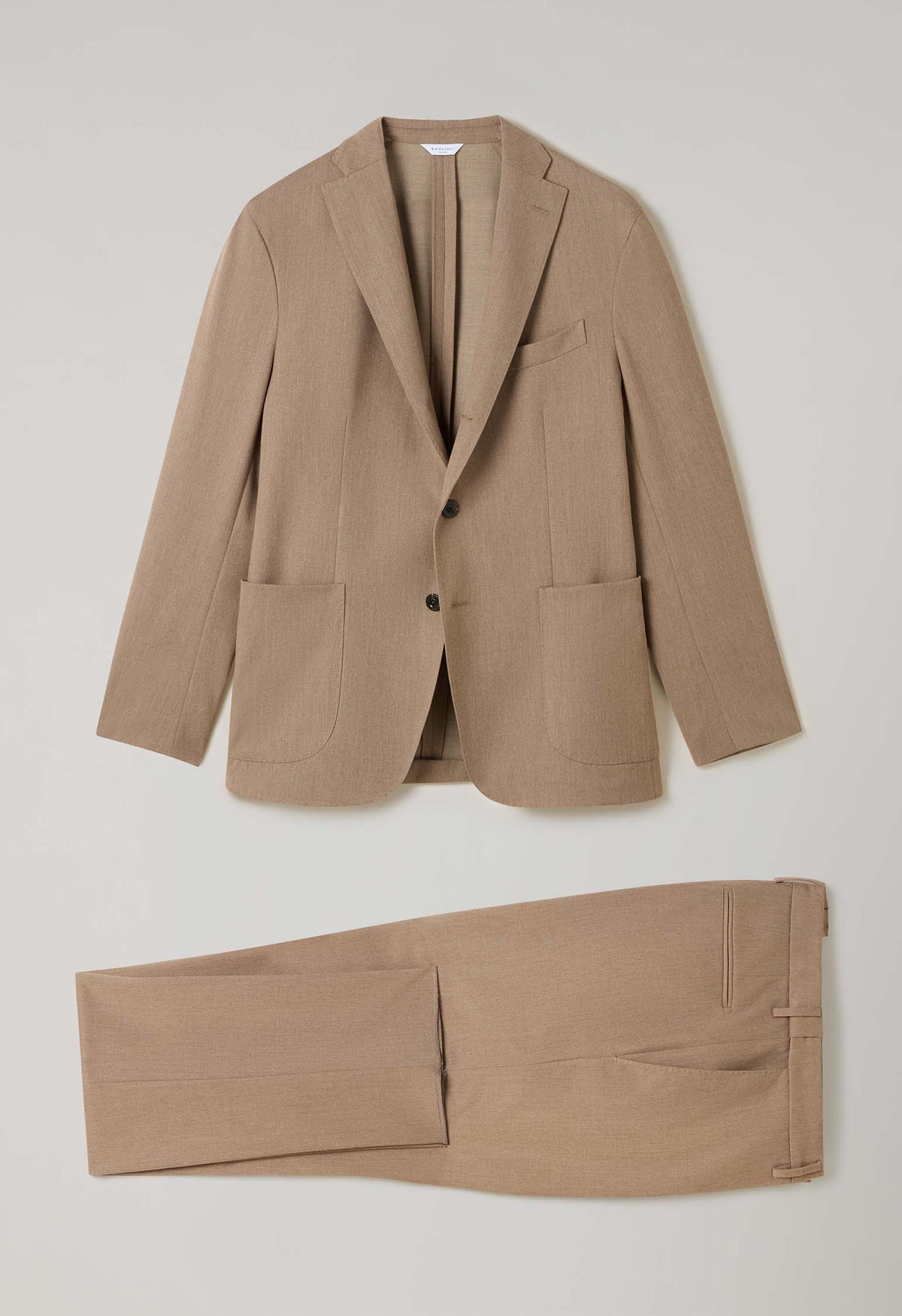 Abito K-Jacket in lana stretch beige con chiusura a tre bottoni
