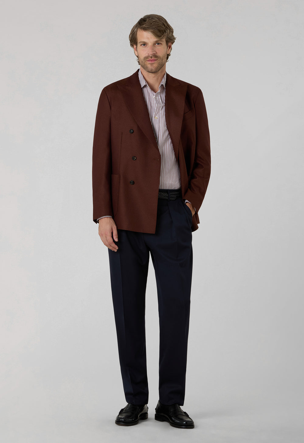 Cinnamon Hopsack Wool double-breasted K-Jacket