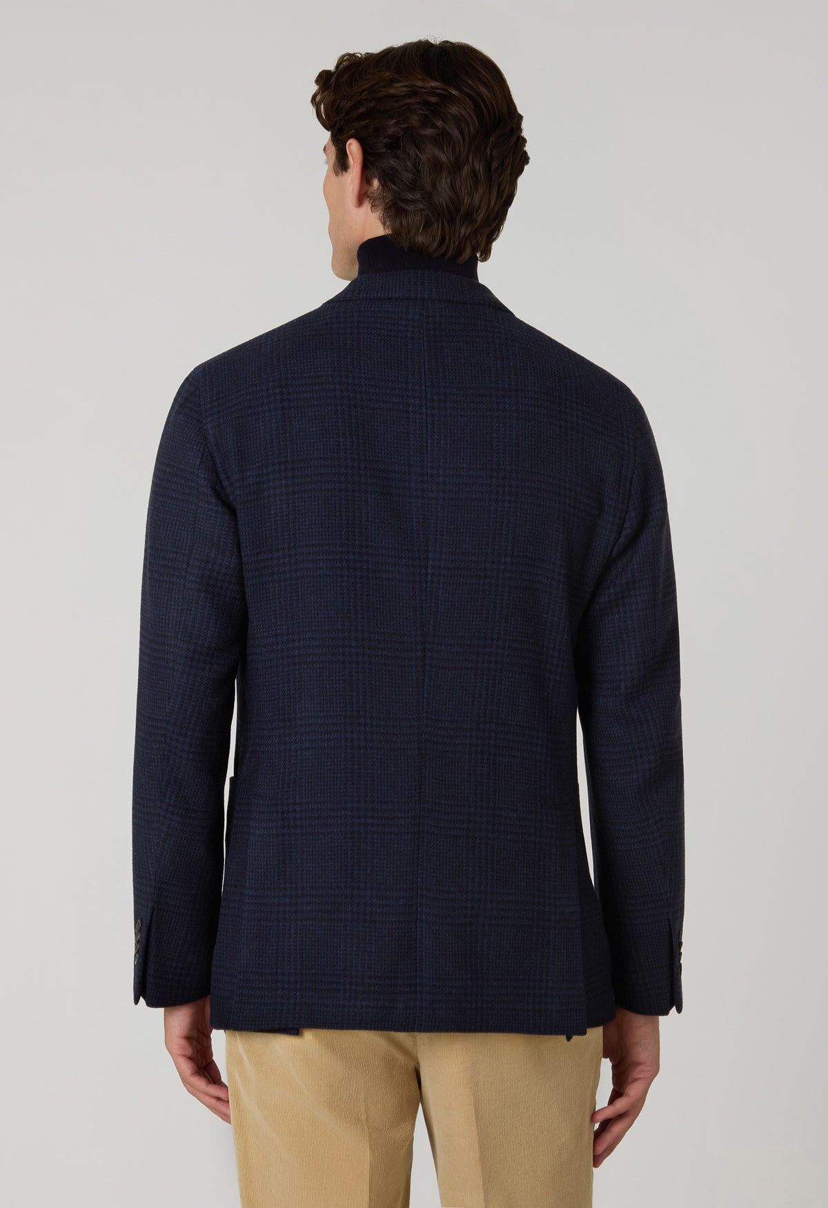 K-Jacket doppiopetto in lana e cashmere Principe di Galles blu