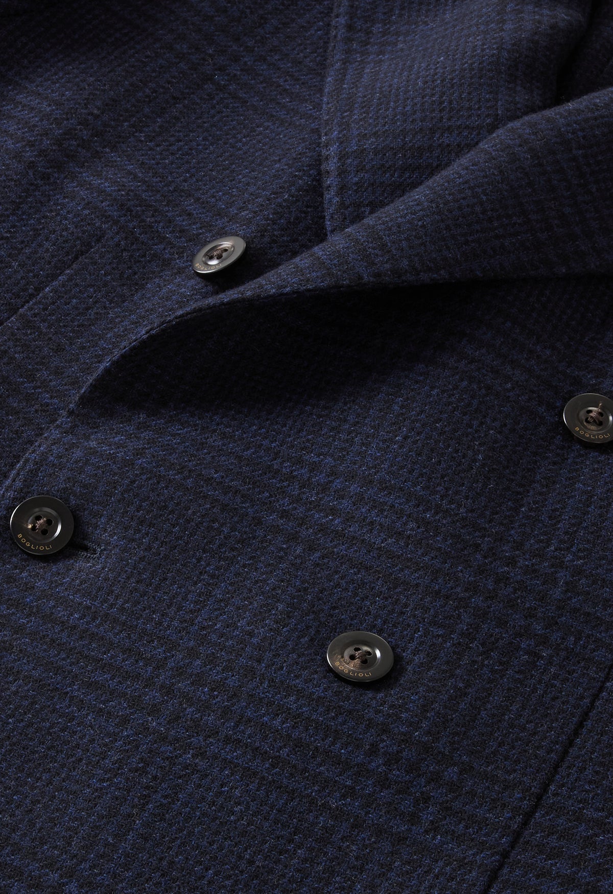 Blue Wool Cashmere Prince of Wales double-breasted K-Jacket