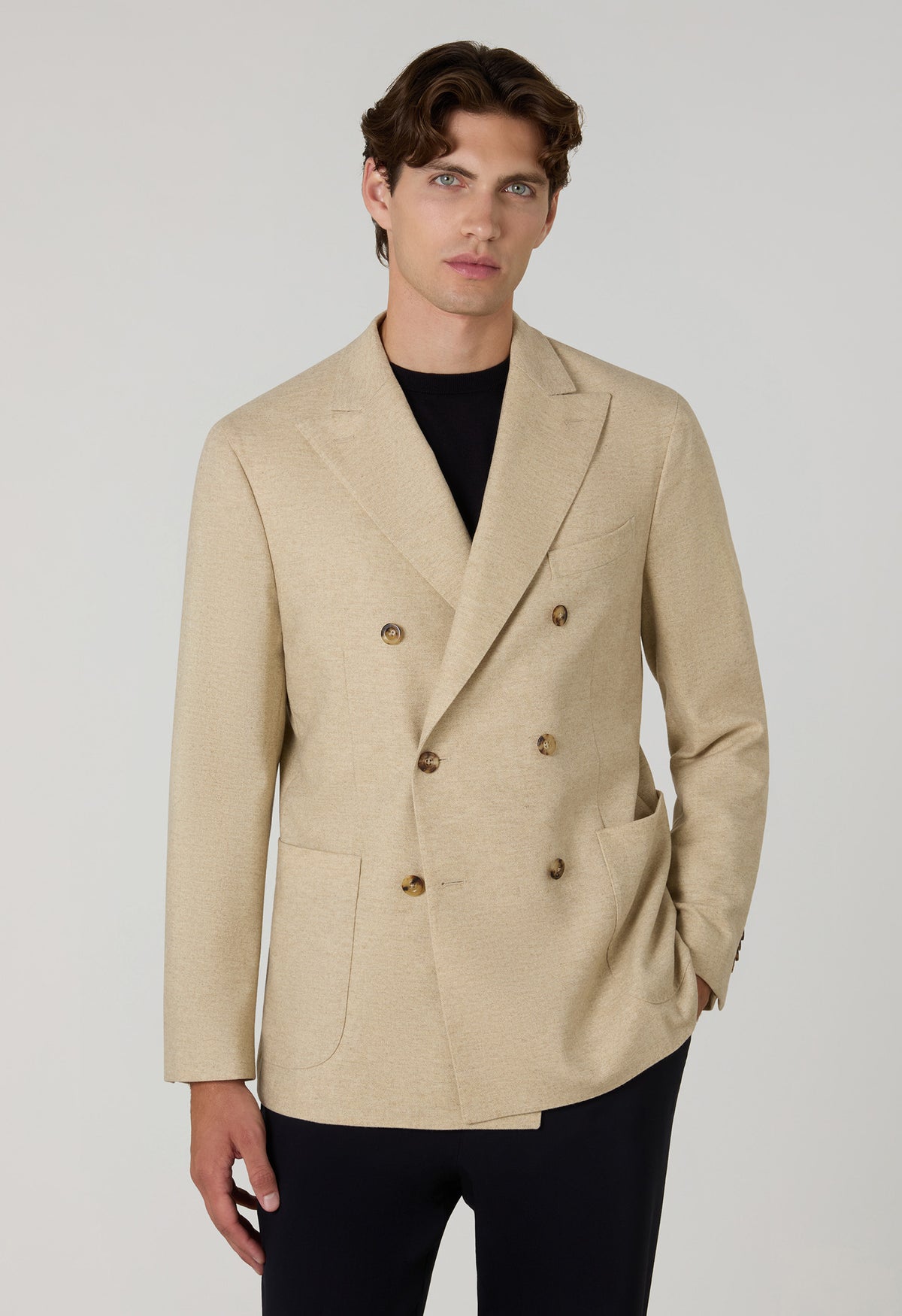 K-Jacket doppiopetto in flanella beige