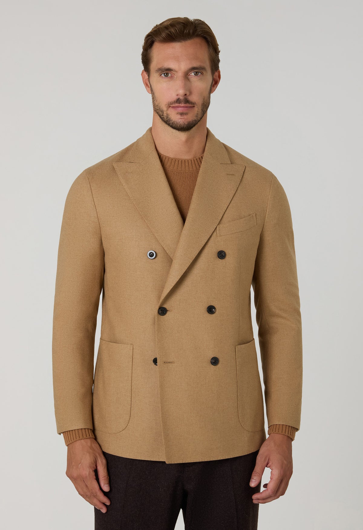Camel Flannel double-breasted K-Jacket