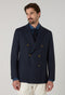 K-Jacket doppiopetto blu in lana leggera a nido d’ape con bottoni in ottone