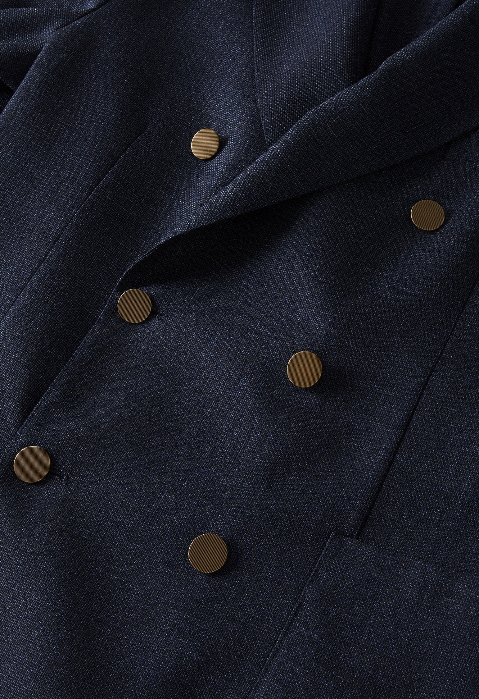 K-Jacket doppiopetto blu in lana leggera a nido d’ape con bottoni in ottone