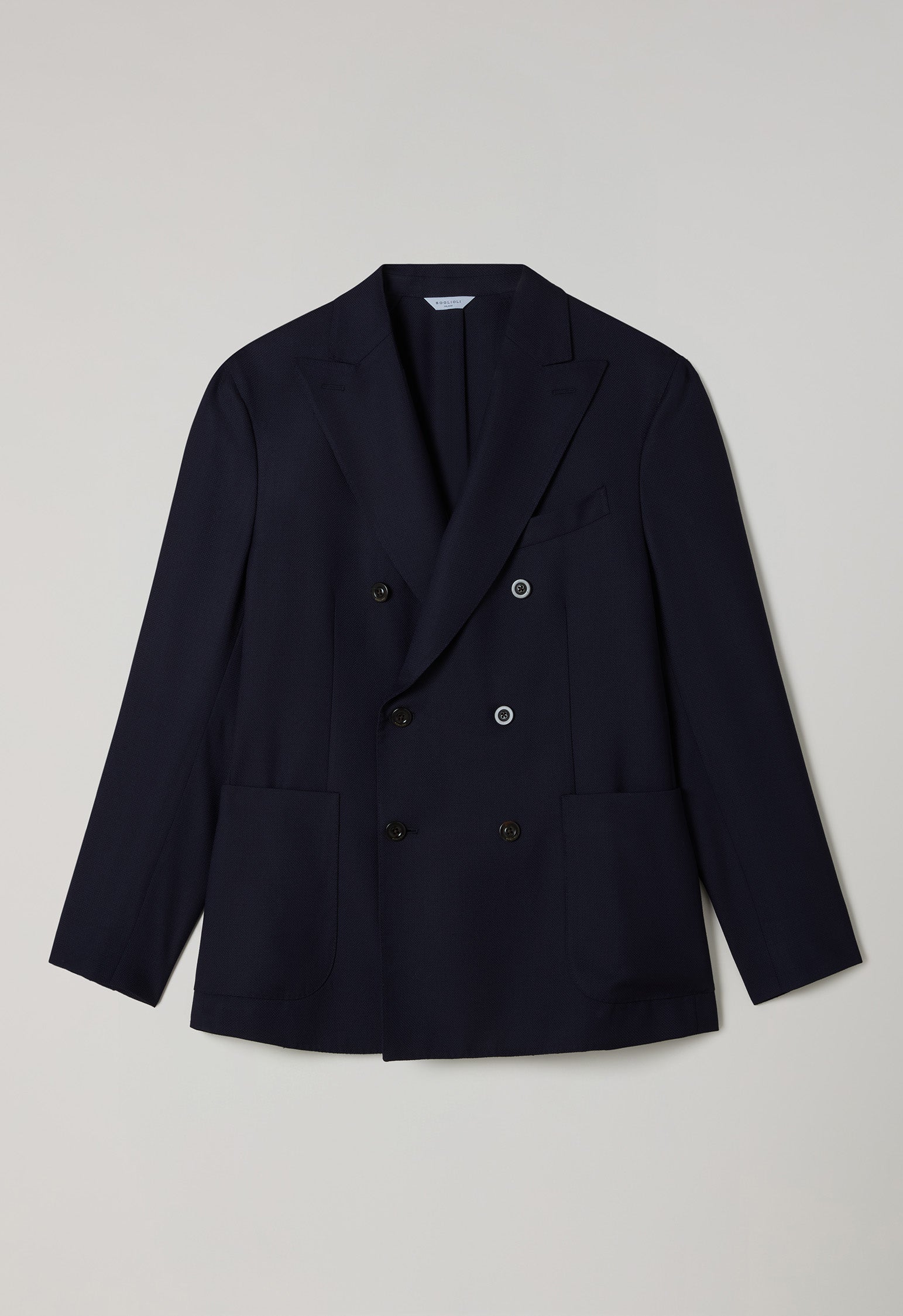 Blue Light Wool Honeycomb Double-Breasted K-Jacket