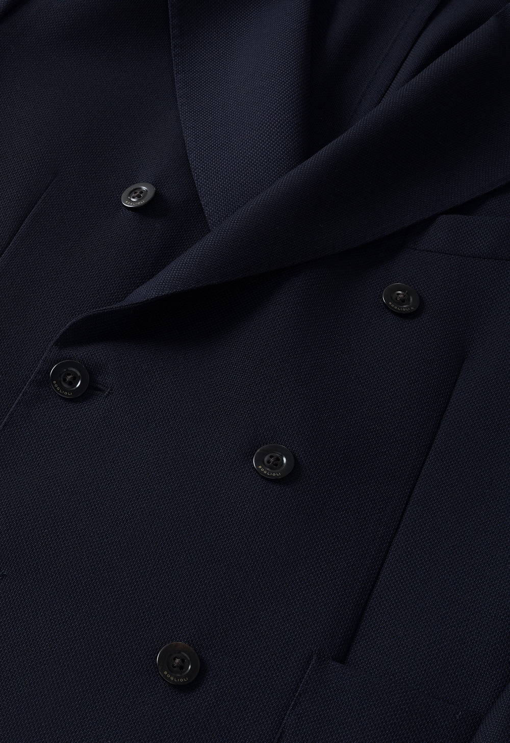 Blue Light Wool Honeycomb Double-Breasted K-Jacket