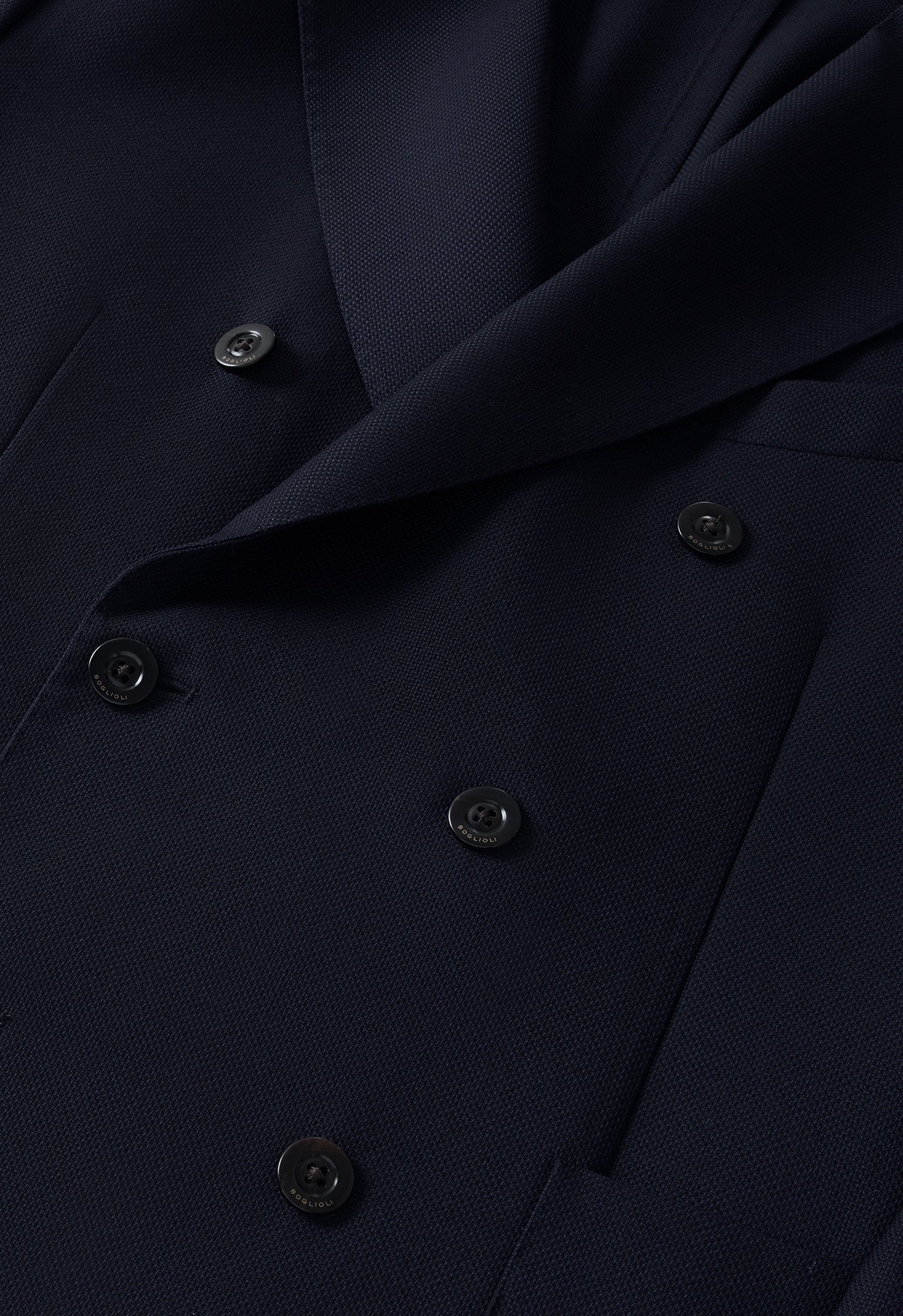 Blue Light Wool Honeycomb Double-Breasted K-Jacket