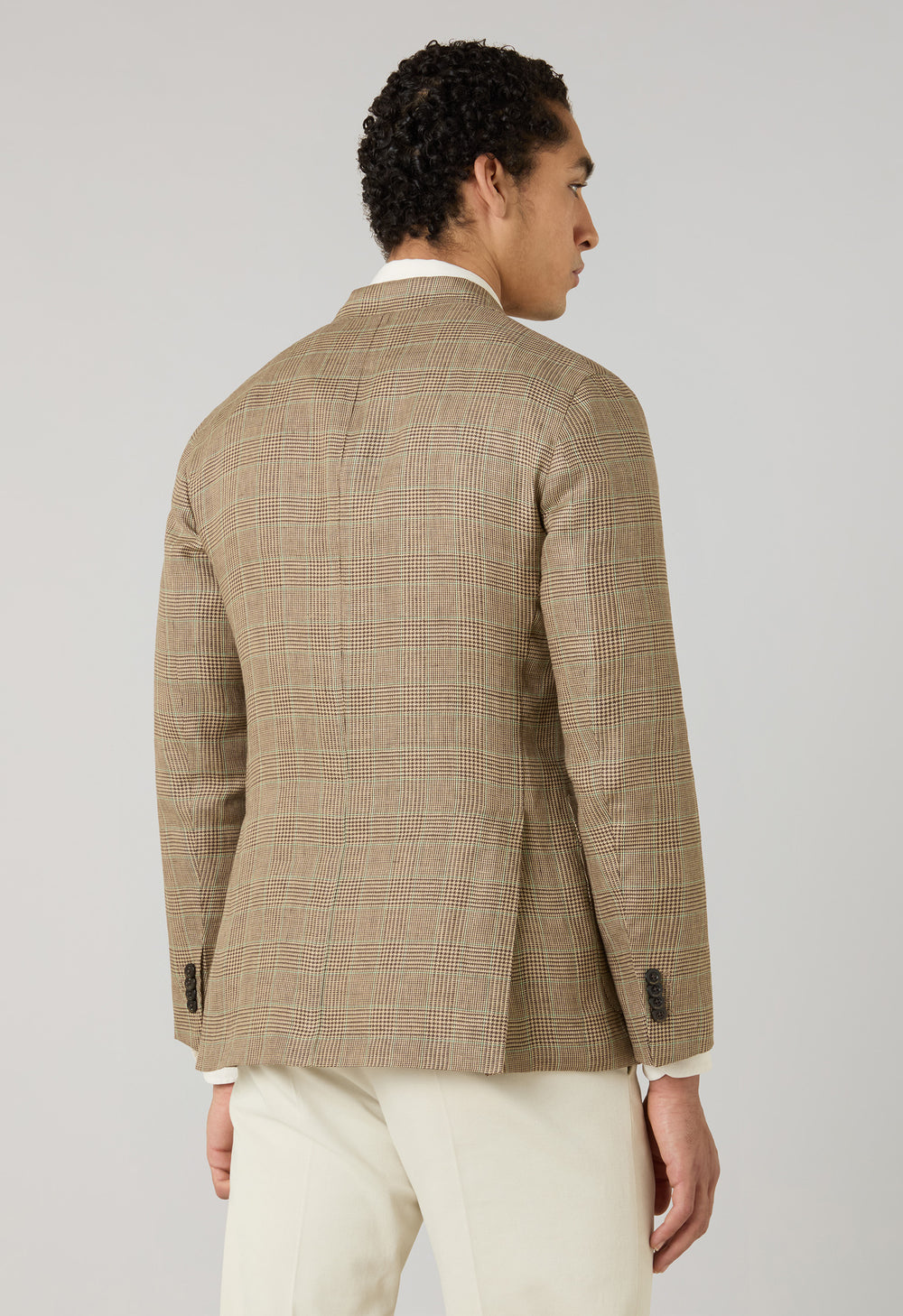 K-Jacket doppiopetto in lino Principe di Galles grano fantasia