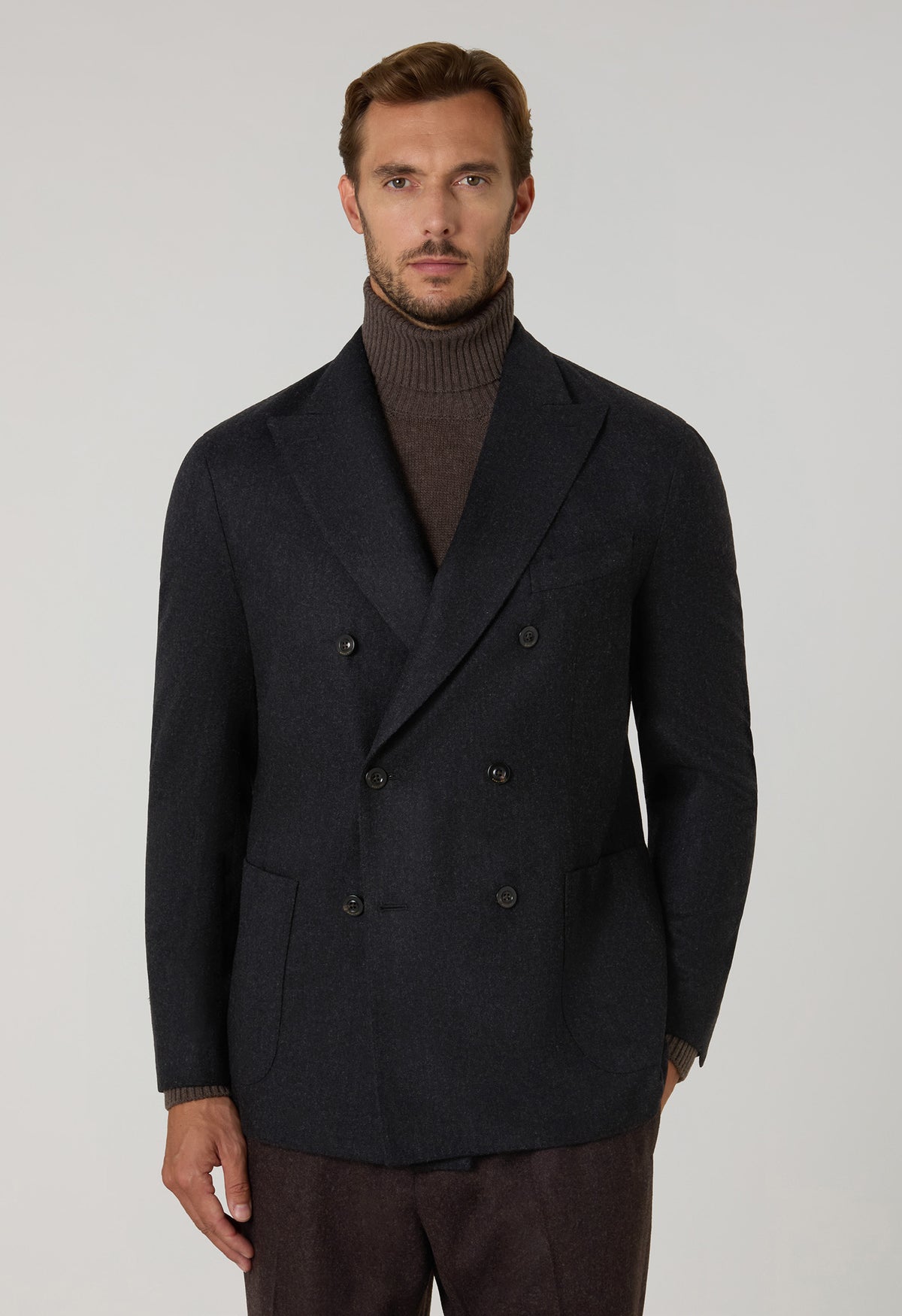 K-Jacket doppiopetto in flanella lavata grigio scuro