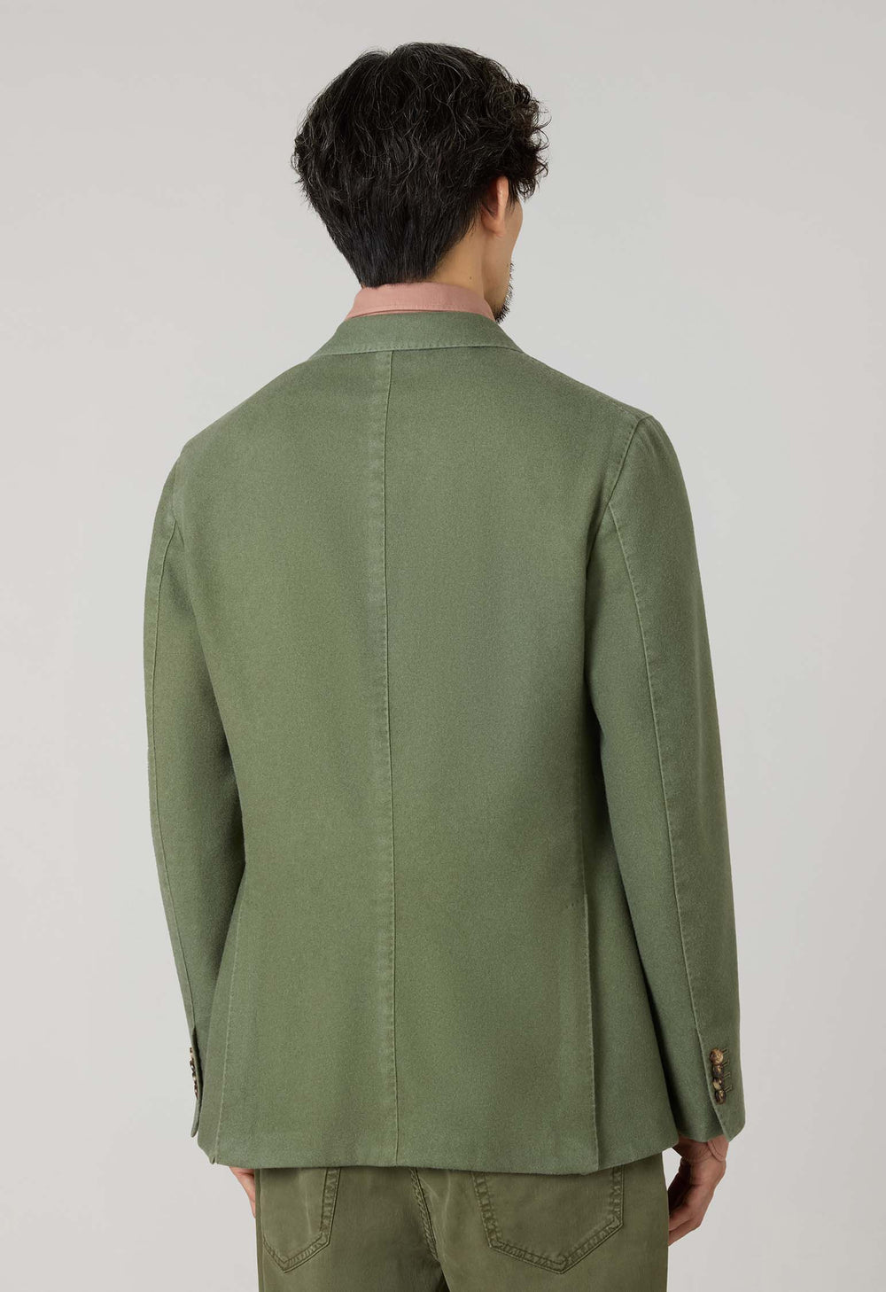 Green Garment Dyed Cashmere double-breasted K-Jacket