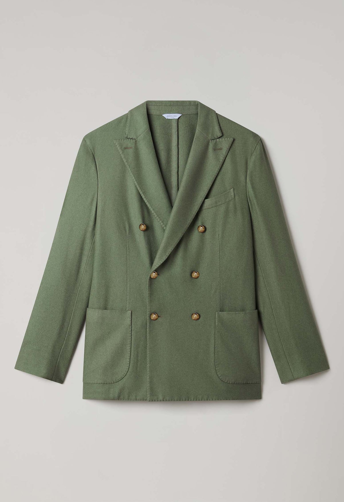 Green Garment Dyed Cashmere double-breasted K-Jacket