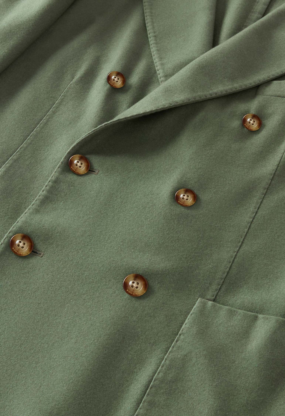 Green Garment Dyed Cashmere double-breasted K-Jacket