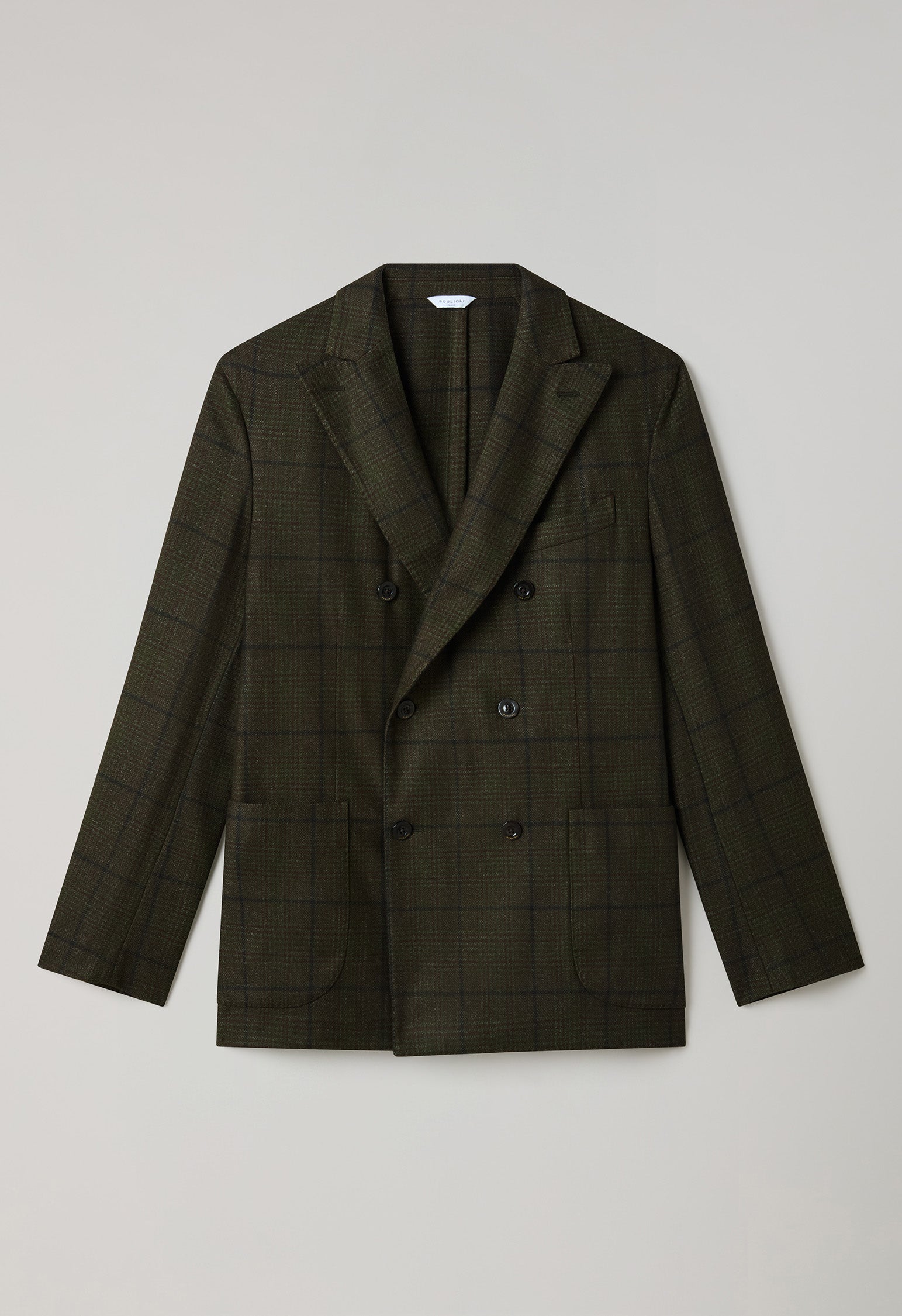 K-Jacket doppiopetto in lana a quadri tinta in capo verde