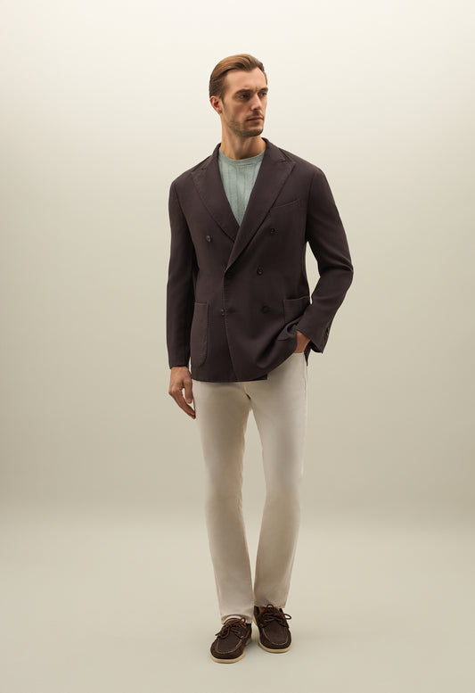 K-Jacket doppiopetto in lana crêpe High Performance marrone