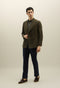 Blue Cotton Linen Twill Double-Breasted K-Jacket
