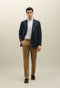 Blue Cotton Linen Twill Double-Breasted K-Jacket