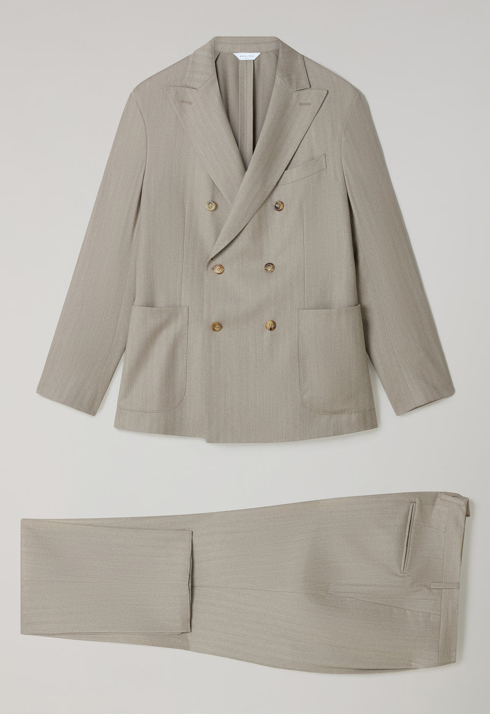 Abito K-Jacket doppiopetto in lana 14-Micron a spina di pesce beige