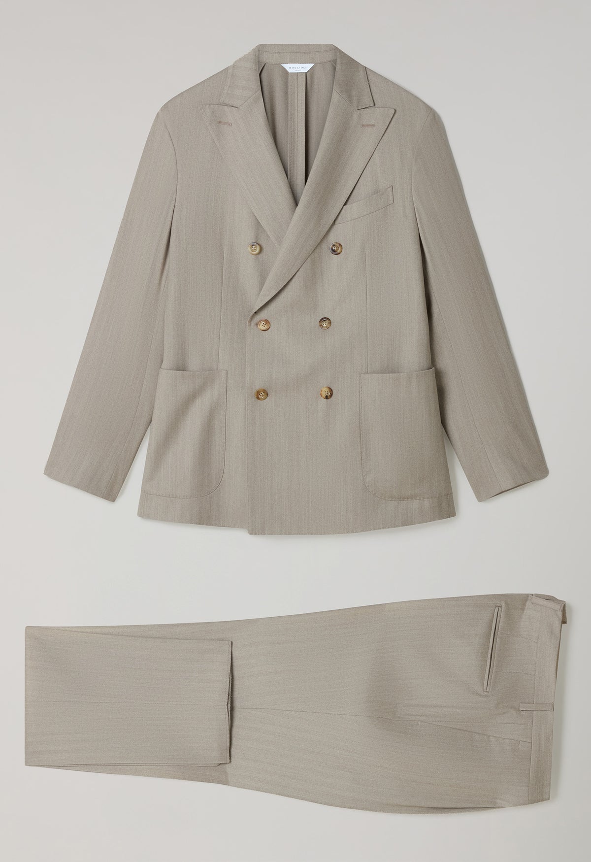 Abito K-Jacket doppiopetto in lana 14-Micron a spina di pesce beige