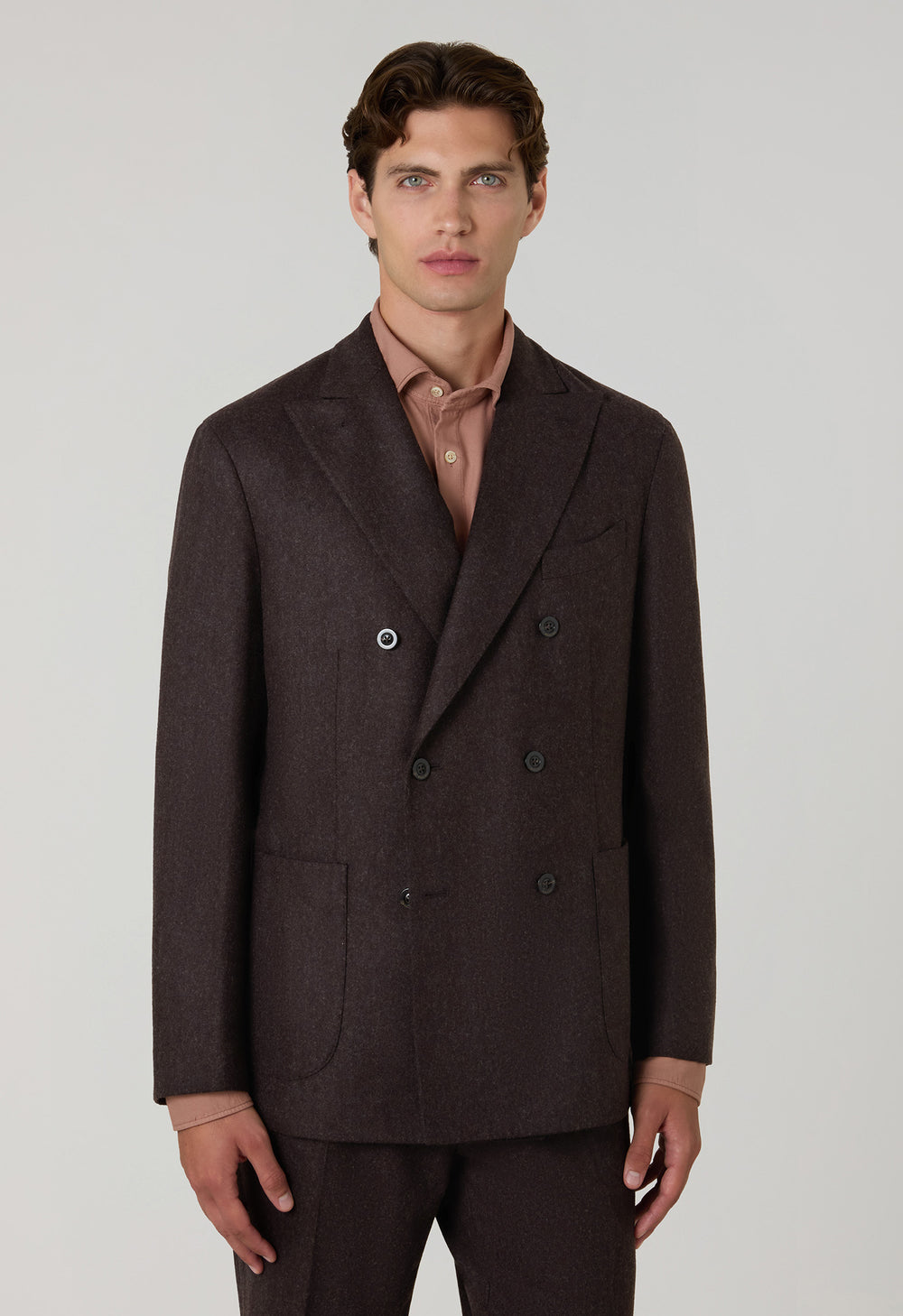 Brown Washed Flannel double-breasted K-Suit