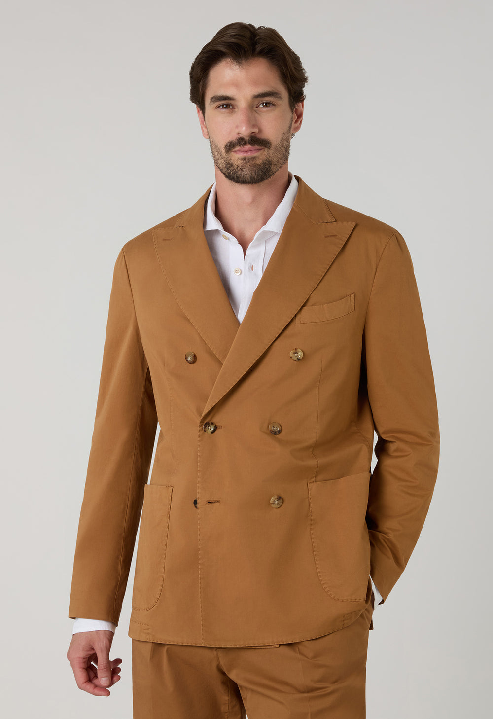 Orange Garment Dyed Supima Cotton Double-Breasted K-Suit