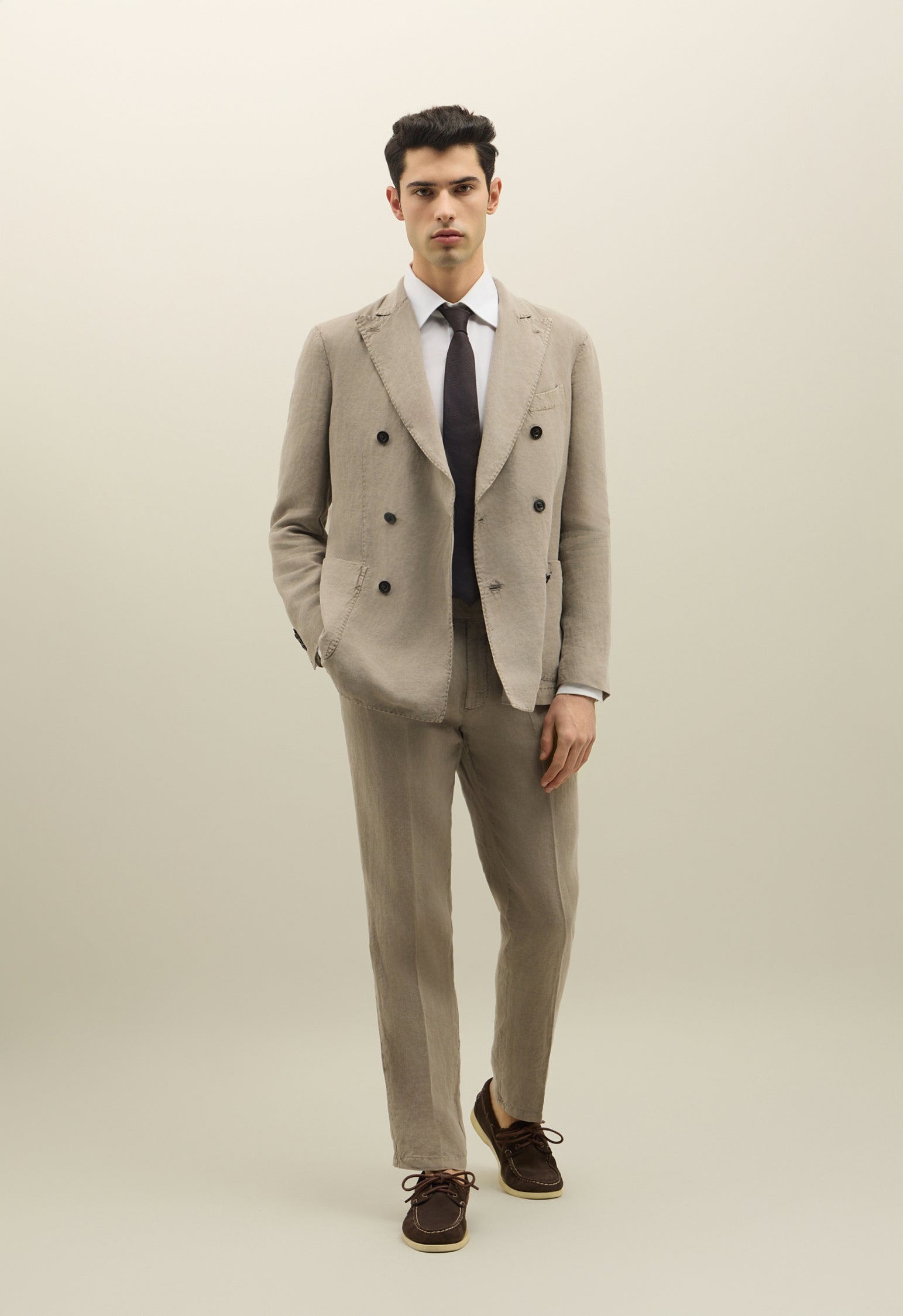 Abito K-Jacket doppiopetto in lino Tinto Terra beige