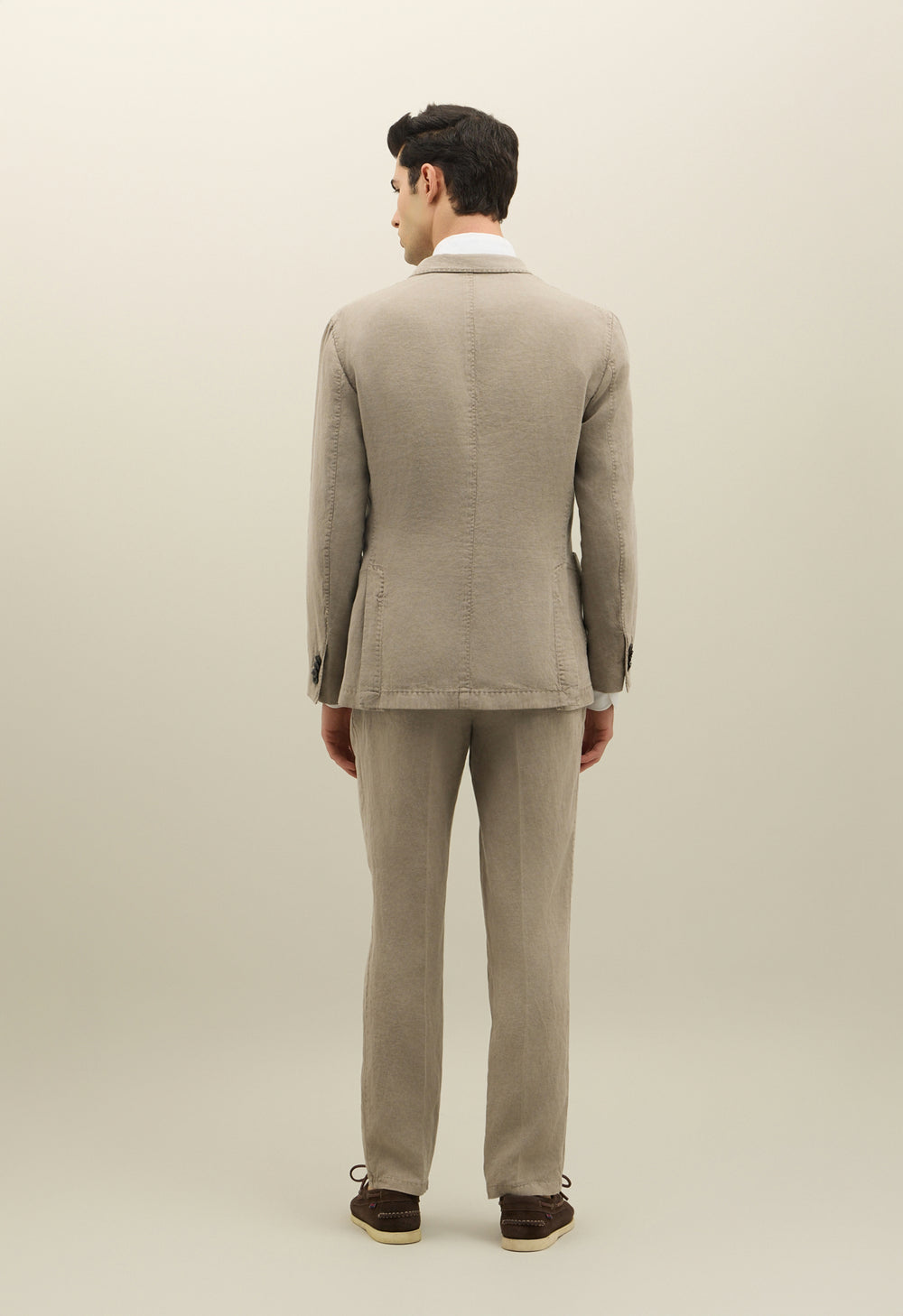 Beige Tinto Terra Linen double-breasted K-Suit