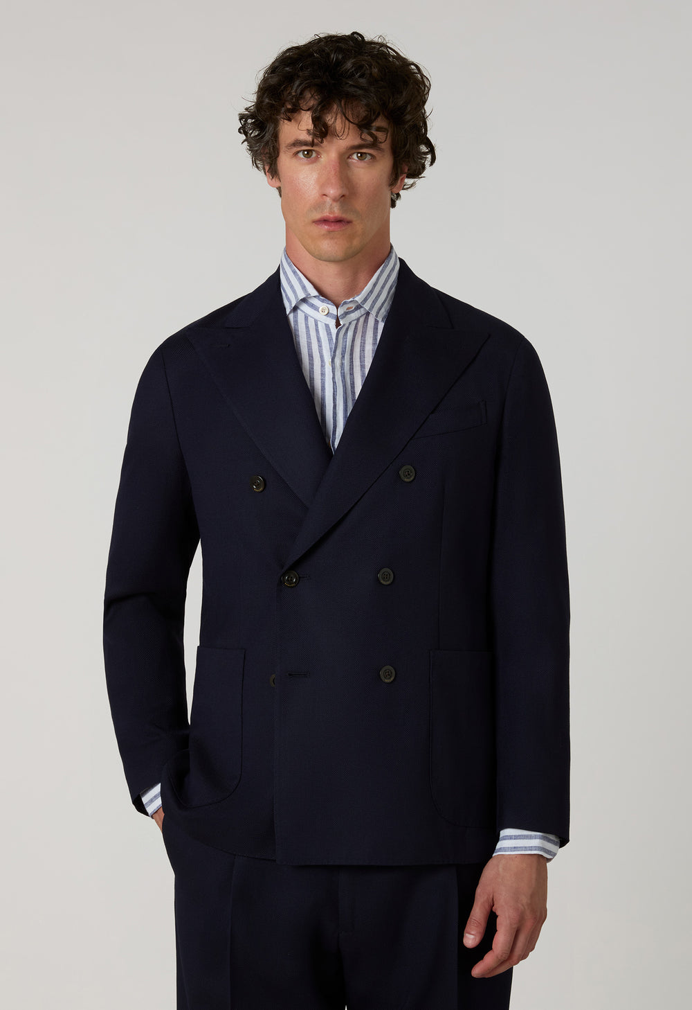 Abito K-Jacket in lana leggera a nido d'ape blu