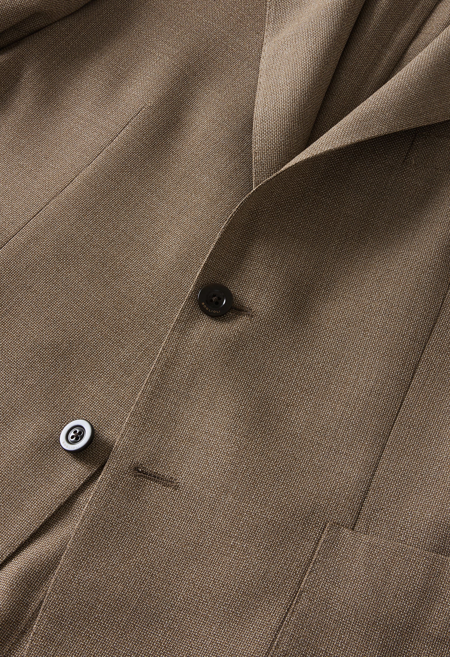 K-Jacket marrone chiaro in lana leggera a nido d’ape con revers ampi