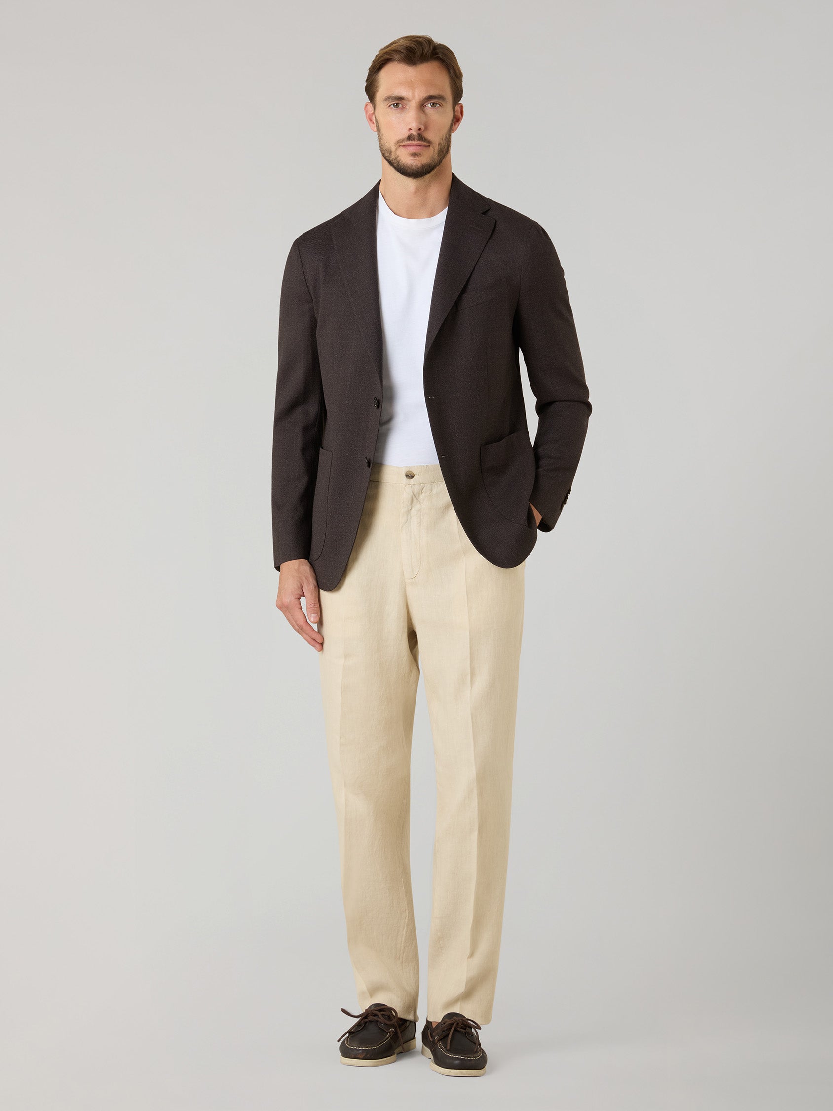K-Jacket in lana leggera a nido d'ape marrone