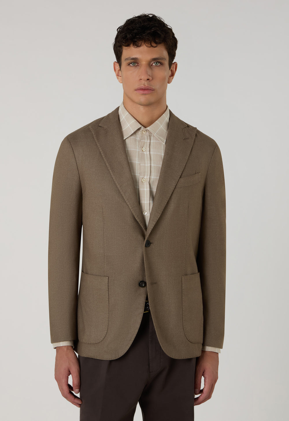 K-Jacket  in lana tinta in capo marrone