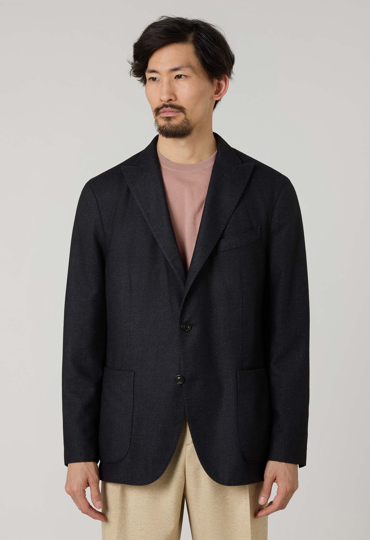 Dark Grey Garment Dyed Wool K-Jacket 