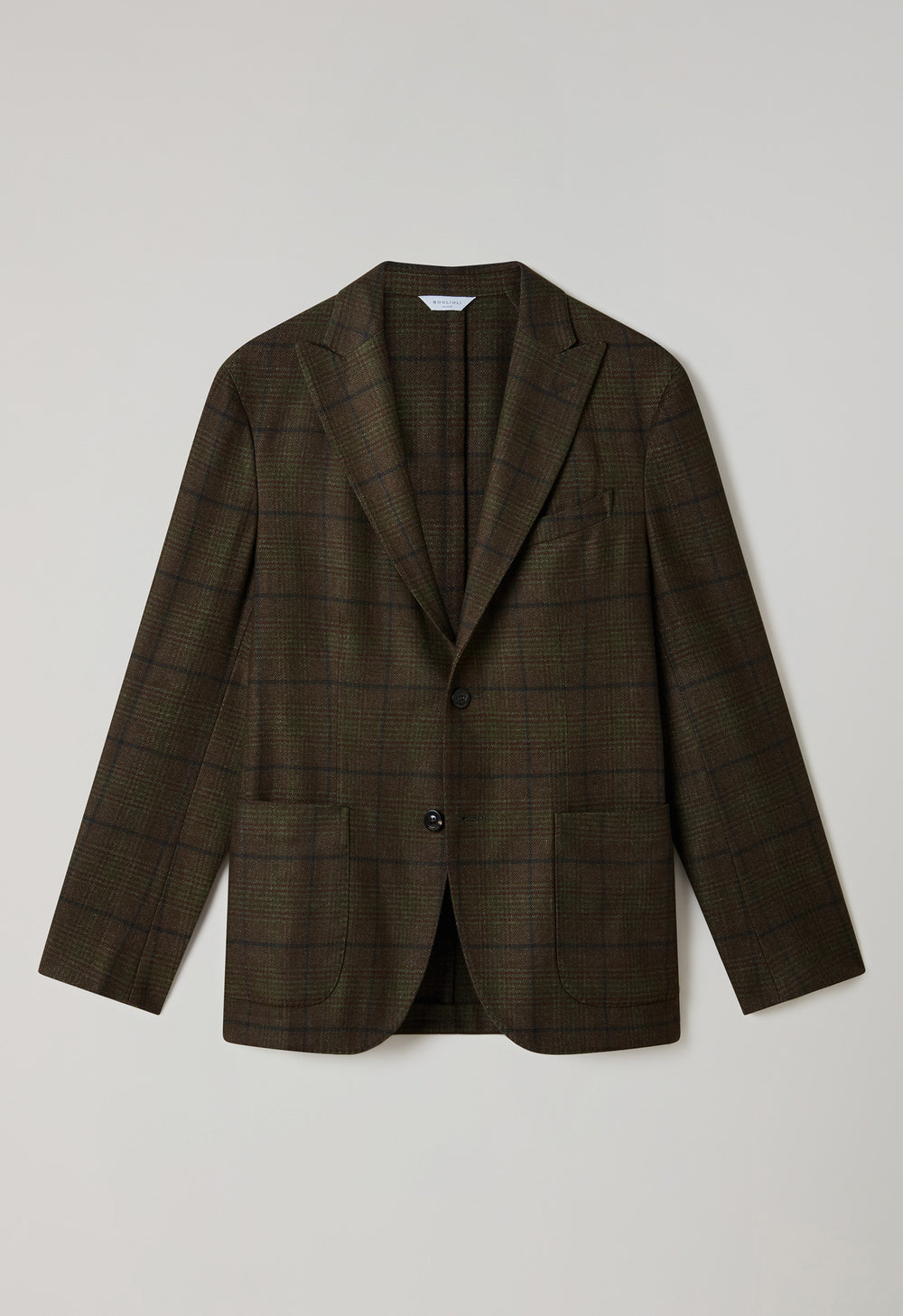 Green Garment Dyed Overcheck Wool K-Jacket