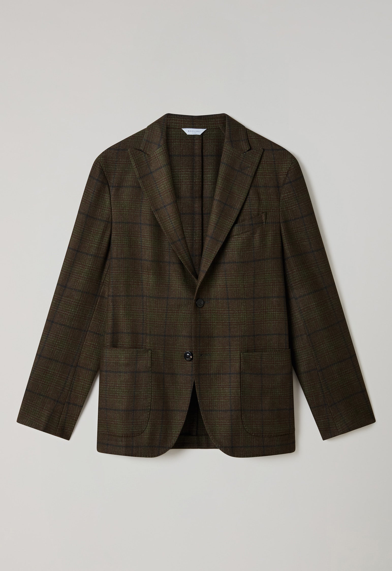 Green Garment Dyed Overcheck Wool K-Jacket