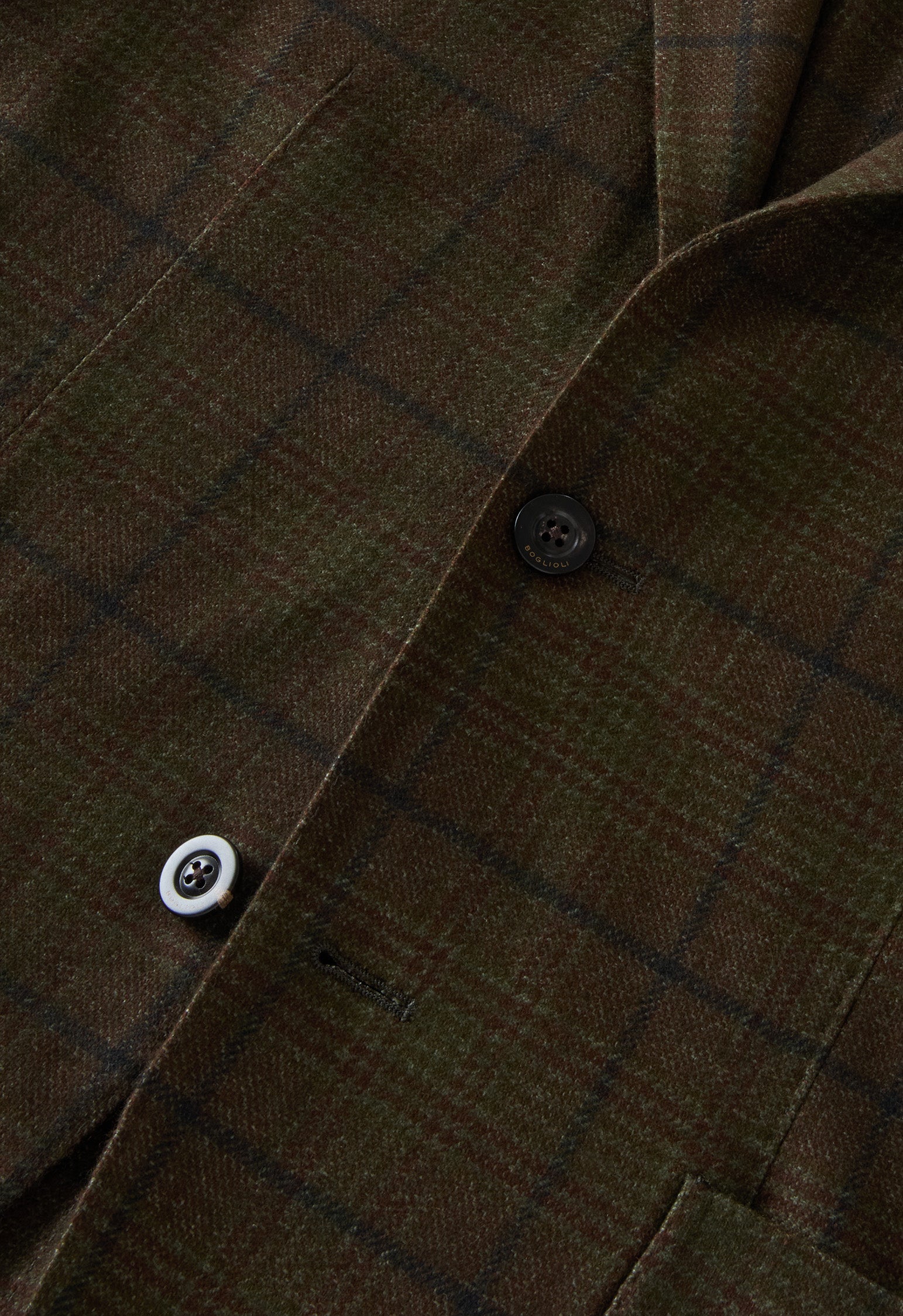 Green Garment Dyed Overcheck Wool K-Jacket