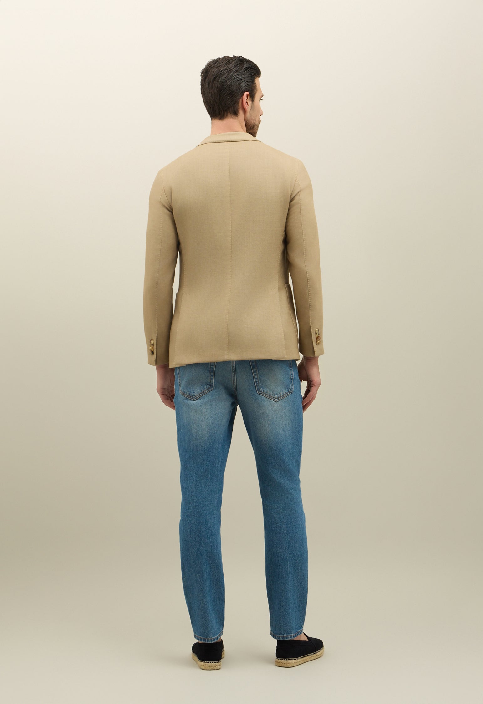 Beige Garment Dyed Wool Honeycomb K-Jacket