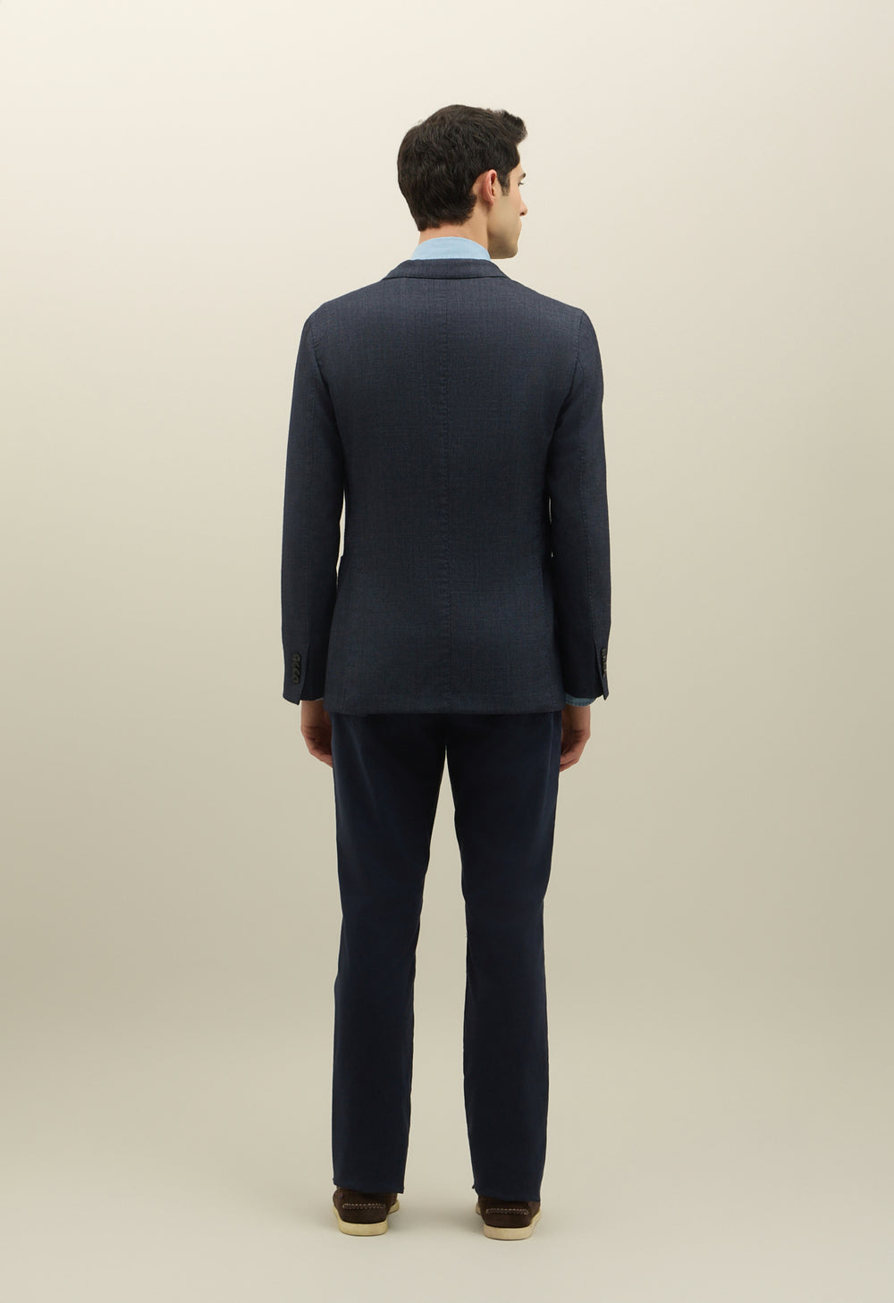 K-Jacket in lana tinta in capo a nido d'ape blue