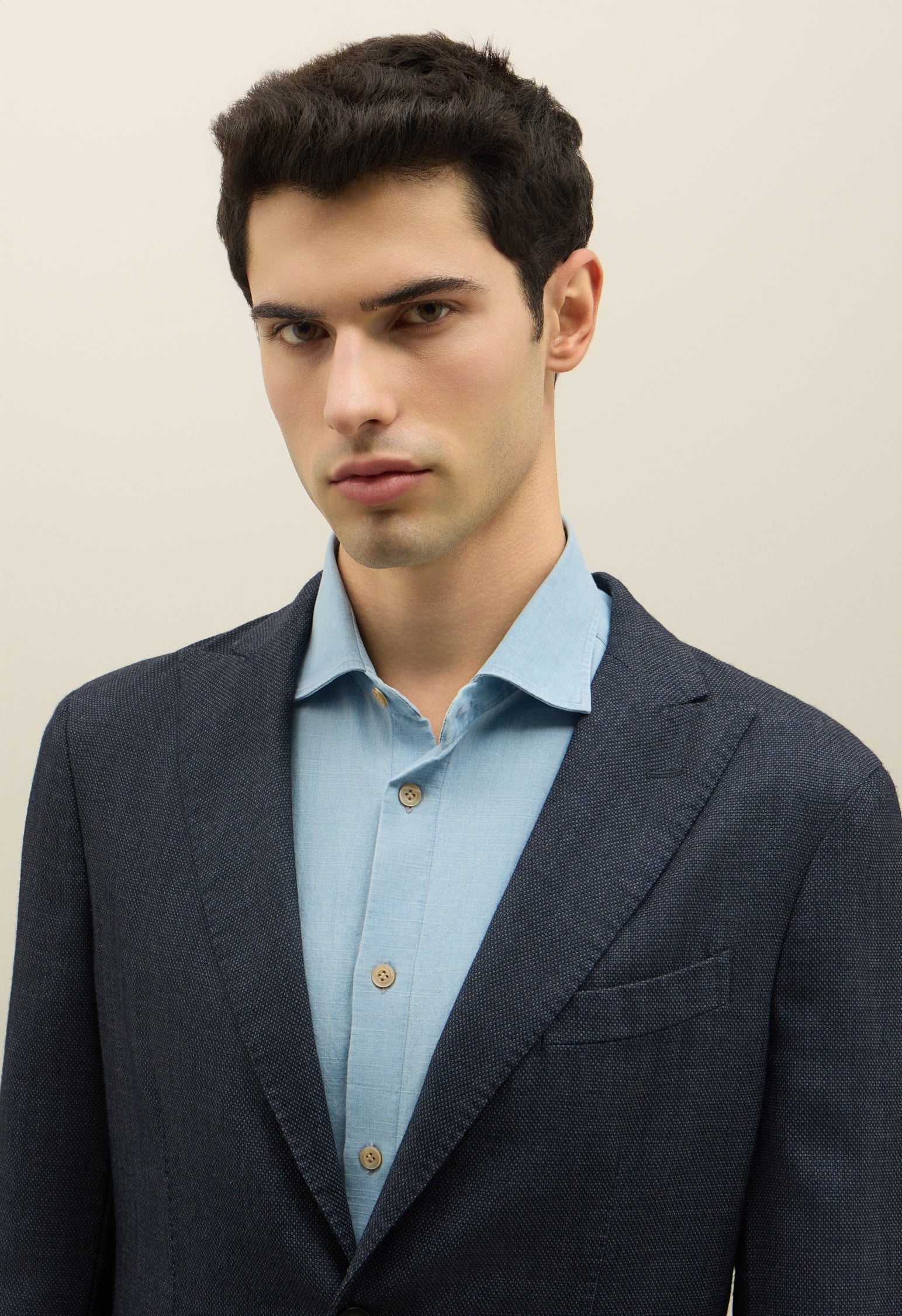 K-Jacket in lana tinta in capo a nido d'ape blue