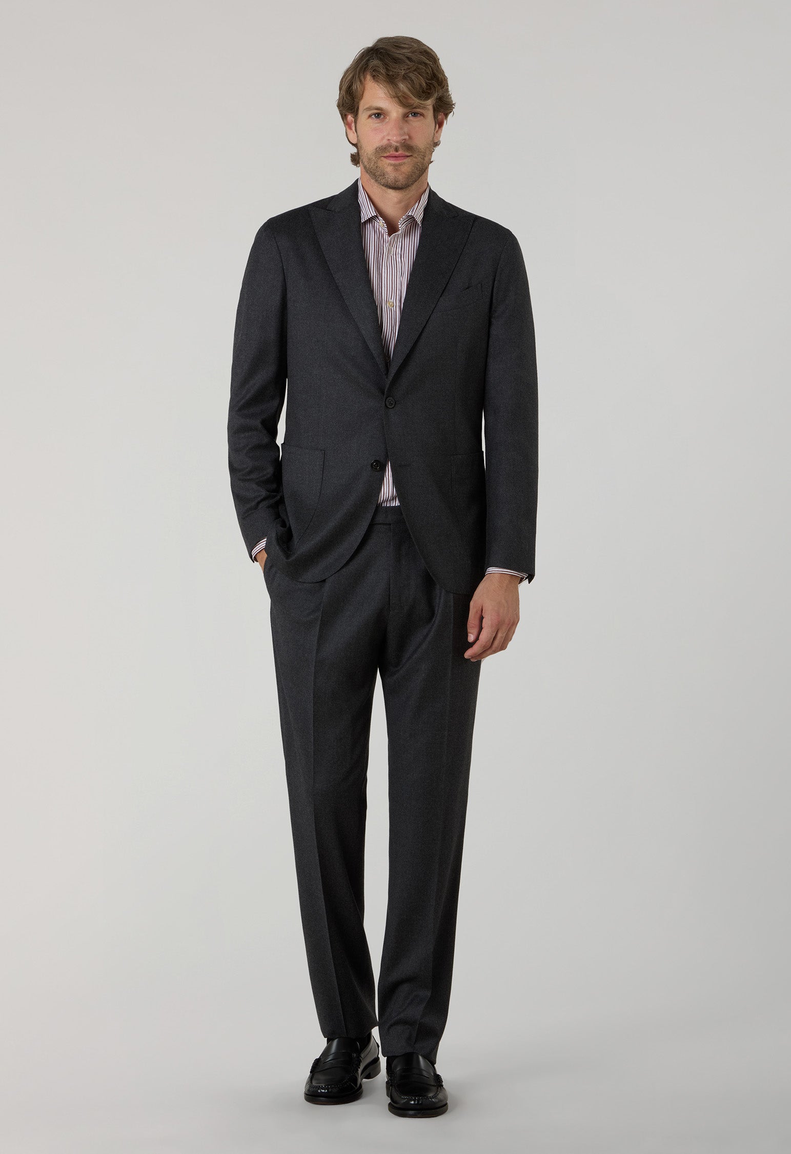 Abito K-Jacket in lana 14-Micron e seta grigio scuro