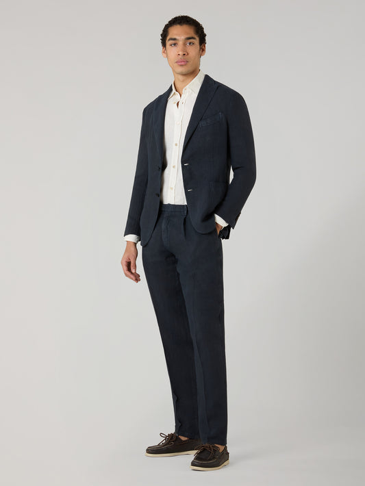Abito K-Jacket in lino tinto in capo blu