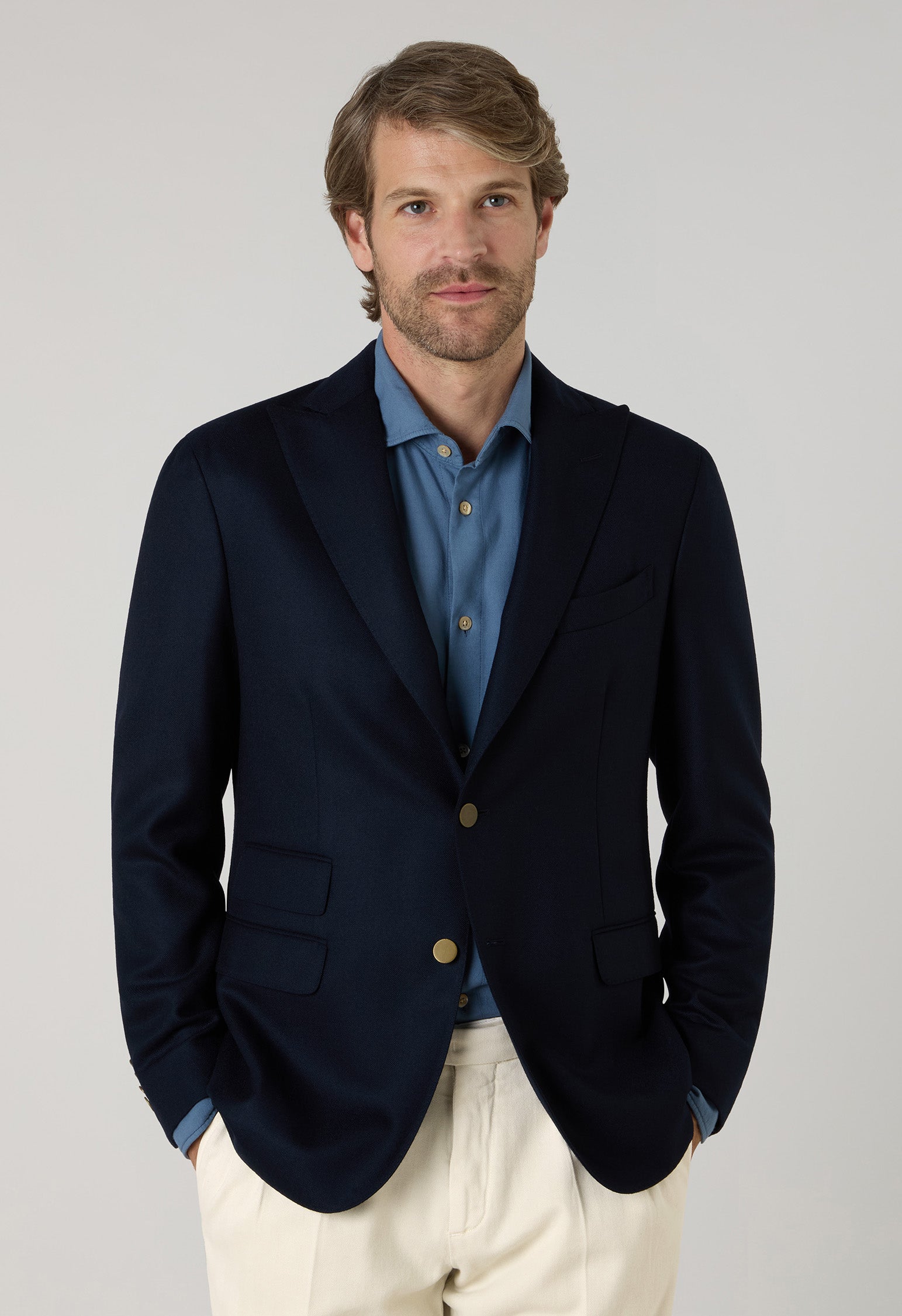 K-Jacket in lana Hopsack blu